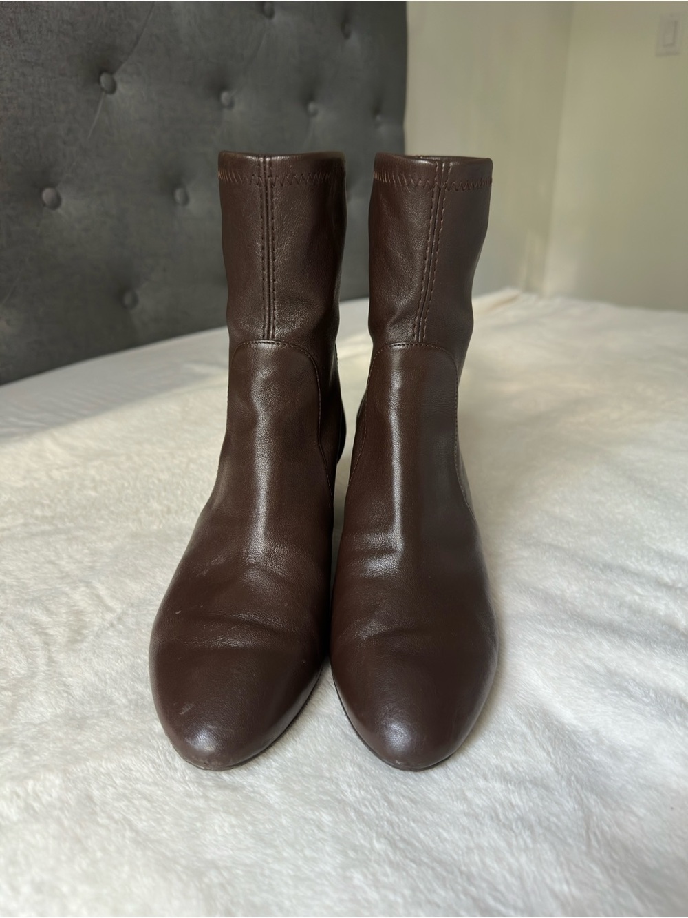 Stuart Weitzman Dark Brown Leather Ankle Booties